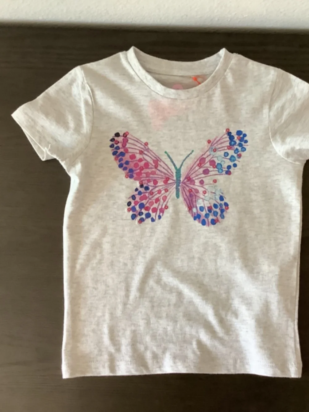 NWT Cotton on Kids Girls Blue Denim Skirt & Grey Butterfly Tee Size 2 Outfit Set